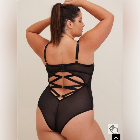 NWOT Torrid Black Satin And Mesh Bodysuit - Picture 2 of 2